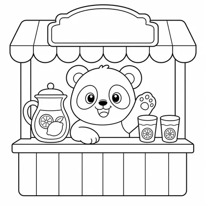 Dibujo de panda con limonada para colorear