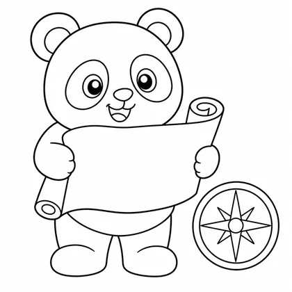 Dibujo de panda con mapa para colorear