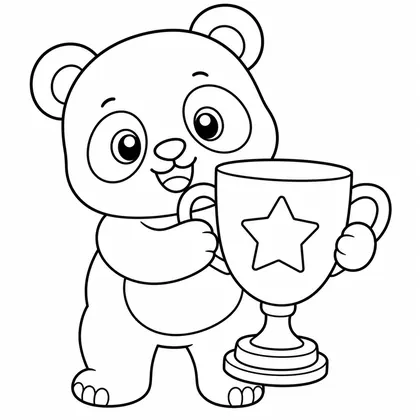 Dibujo de panda con trofeo para colorear