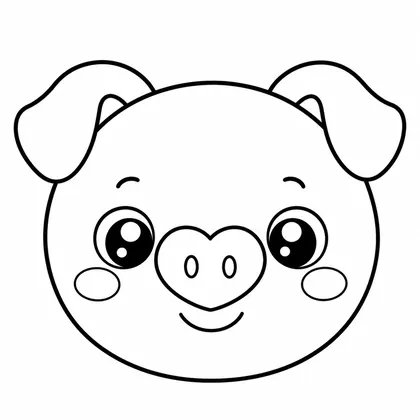 Pig facing forward coloring page