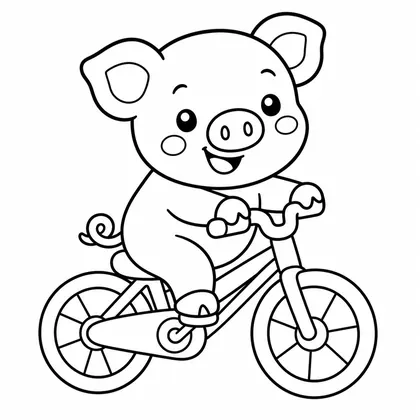 Dibujo de cerdito en bicicleta para colorear