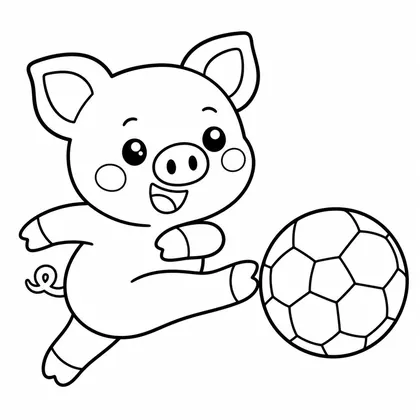 Dibujo de cerdito con pelota para colorear