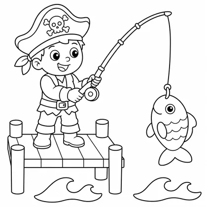 Dibujo de pirata pescando para colorear