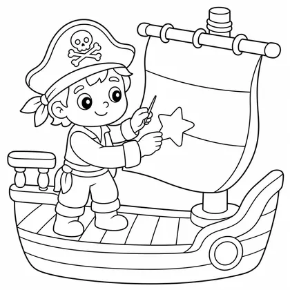 Dibujo de pirata arreglando una vela para colorear