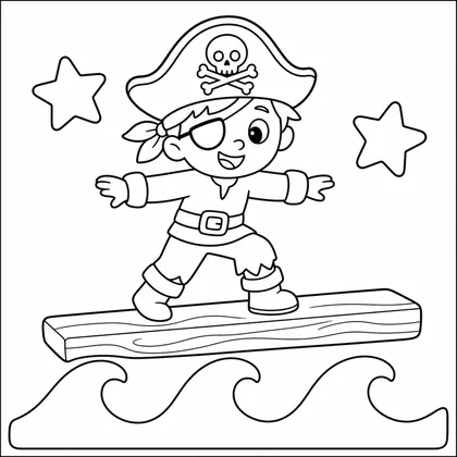Dibujo de pirata en el tablon para colorear