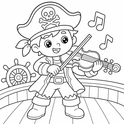 Dibujo de pirata con violín para colorear