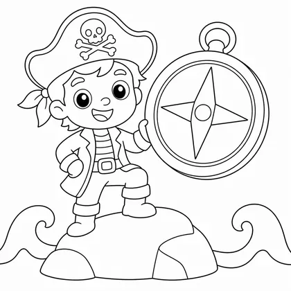 Dibujo de pirata con brujula para colorear