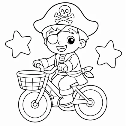 Dibujo de pirata en bicicleta para colorear