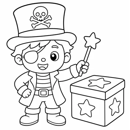 Dibujo de pirata haciendo magia para colorear