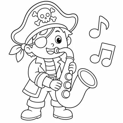 Dibujo de pirata con saxofon para colorear