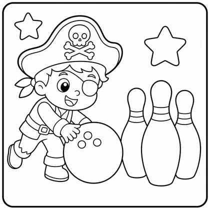 Dibujo de pirata jugando a los bolos para colorear