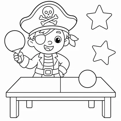 Dibujo de pirata jugando al tenis de mesa para colorear