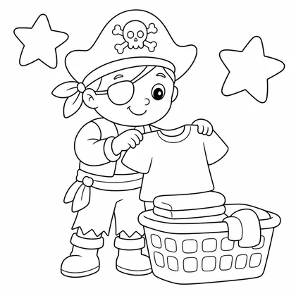 Dibujo de pirata doblando ropa para colorear