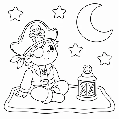 Dibujo de pirata mirando las estrellas para colorear