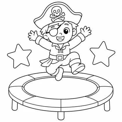 Dibujo de pirata en cama elastica para colorear
