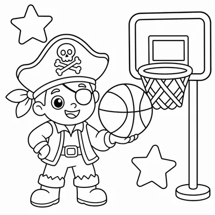 Dibujo de pirata jugando al baloncesto para colorear
