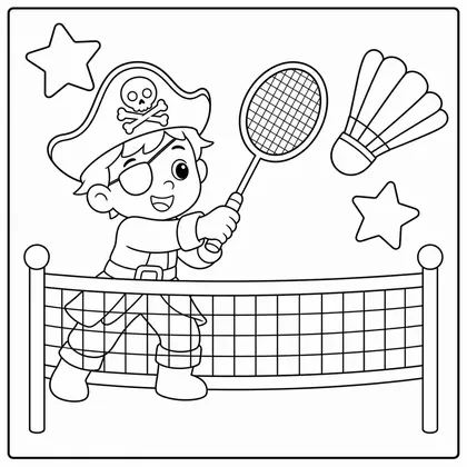 Dibujo de pirata jugando al badminton para colorear
