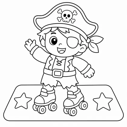 Dibujo de pirata con patines para colorear