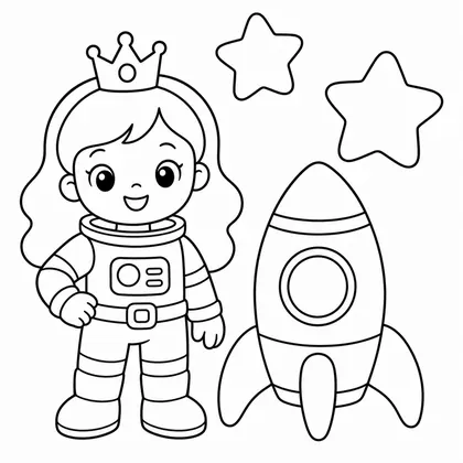 Dibujo de princesa astronauta para colorear