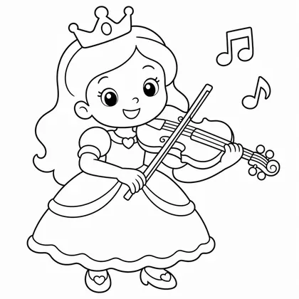 Dibujo de princesa con violin para colorear