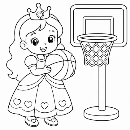 Dibujo de princesa jugando al baloncesto para colorear