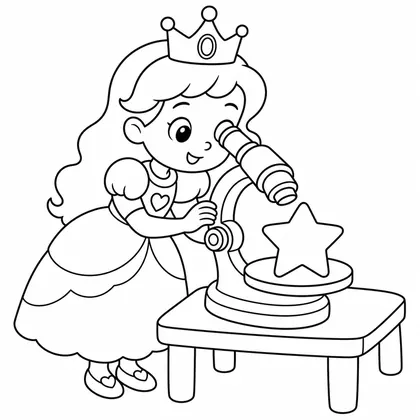 Dibujo de princesa con microscopio para colorear