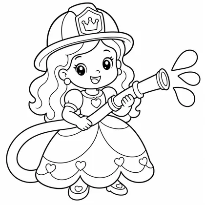 Dibujo de princesa bombera para colorear
