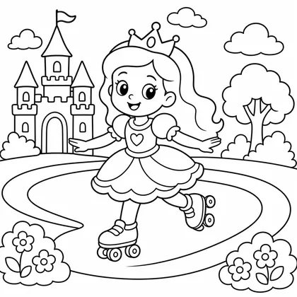 Dibujo de princesa en patines para colorear