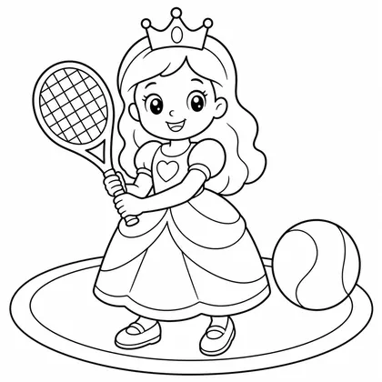 Dibujo de princesa jugando al tenis para colorear