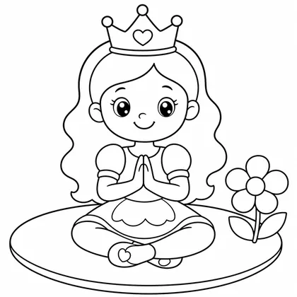 Dibujo de princesa haciendo yoga para colorear