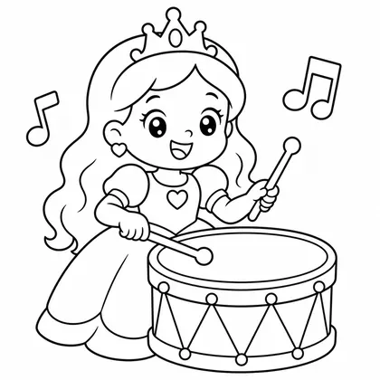 Dibujo de princesa con tambor para colorear