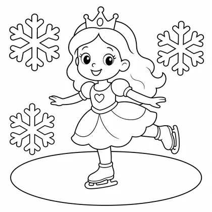 Dibujo de princesa en patinaje sobre hielo para colorear