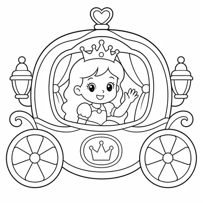 Dibujo de princesa con carruaje para colorear