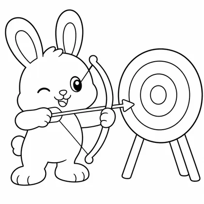 Dibujo de conejo tirando con arco para colorear