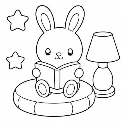 Dibujo de conejo leyendo un libro para colorear