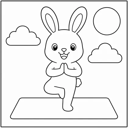 Dibujo de conejo haciendo yoga para colorear