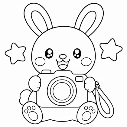 Dibujo de conejo fotografo con cámara para colorear