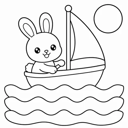 Dibujo de conejo en velero para colorear