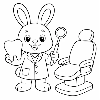 Dibujo de conejo dentista para colorear
