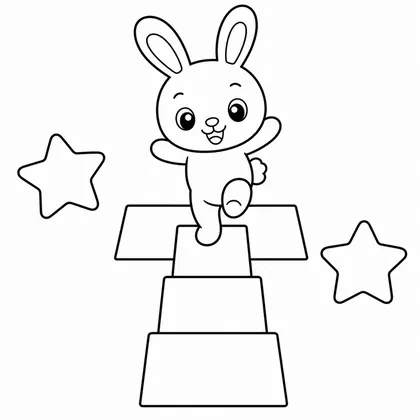 Dibujo de conejo jugando a la rayuela para colorear