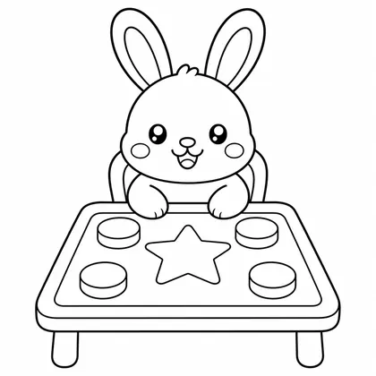 Dibujo de conejo jugando a un juego de mesa para colorear