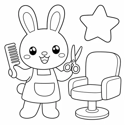 Dibujo de conejo peluquero para colorear