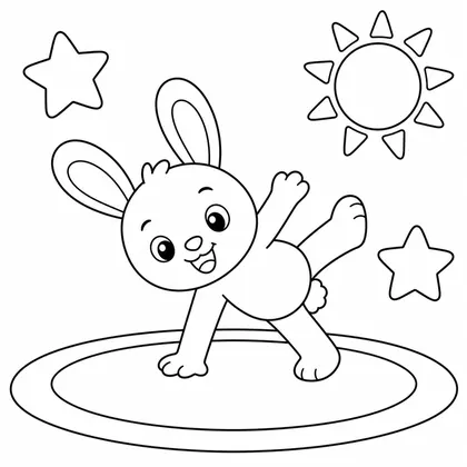Dibujo de conejo haciendo una voltereta para colorear