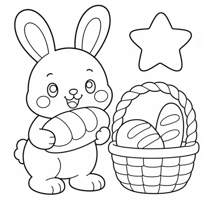 Dibujo de conejo en la panaderia para colorear