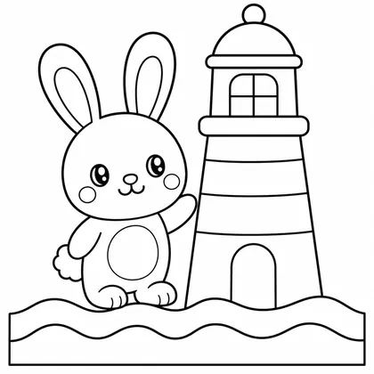 Dibujo de conejo en un faro para colorear