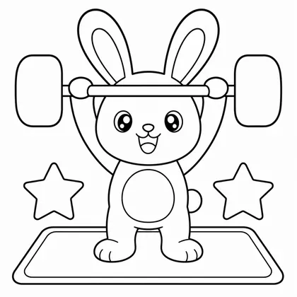 Dibujo de conejo haciendo pesas para colorear
