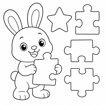 Dibujo de conejo con rompecabezas para colorear