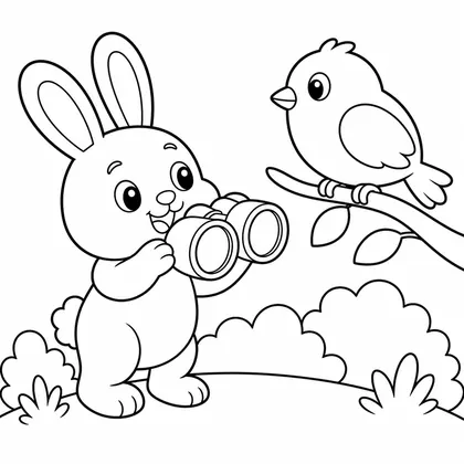 Dibujo de conejo con prismaticos para colorear