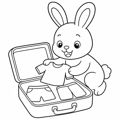 Dibujo de conejo haciendo una maleta para colorear