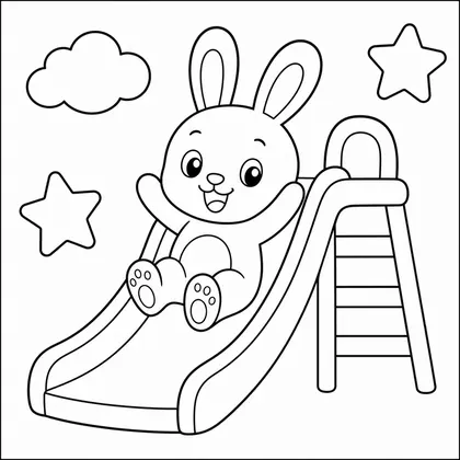 Dibujo de conejo en un tobogan para colorear